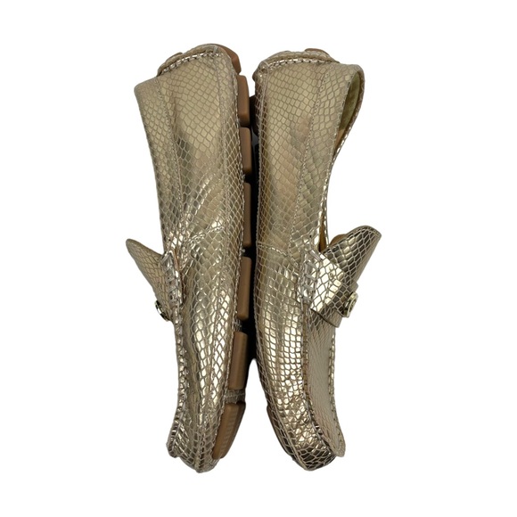 Cole Haan driving Loafers Shoes metallic gold Sz 8.5 - Picture 3 of 8